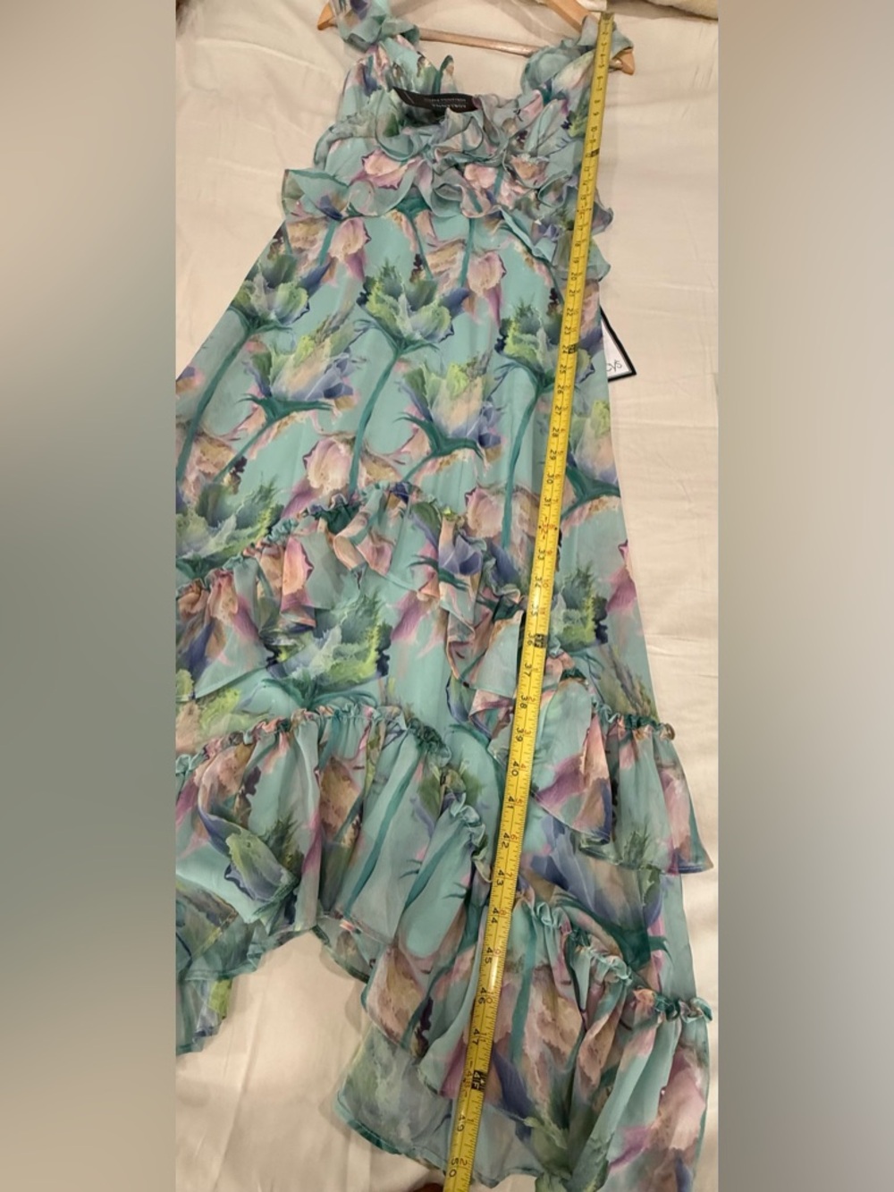 Adrianna Papell Pastel Floral High-Low Ruffle Skirt - Picture 6 of 9